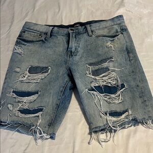 Aero Distressed Light Blue Denim Shorts